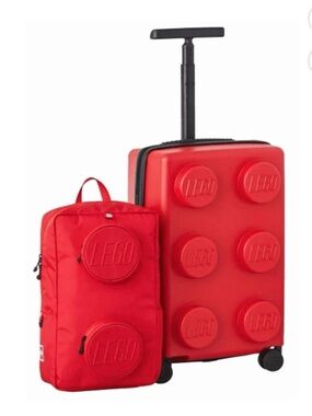Lego Red Brick Rolling Carry-On Suitcase and Backpack Set Kids Adult Travel